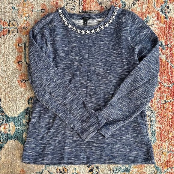 J. Crew Marled Embellished Neck Sweater Small - Picture 3 of 8